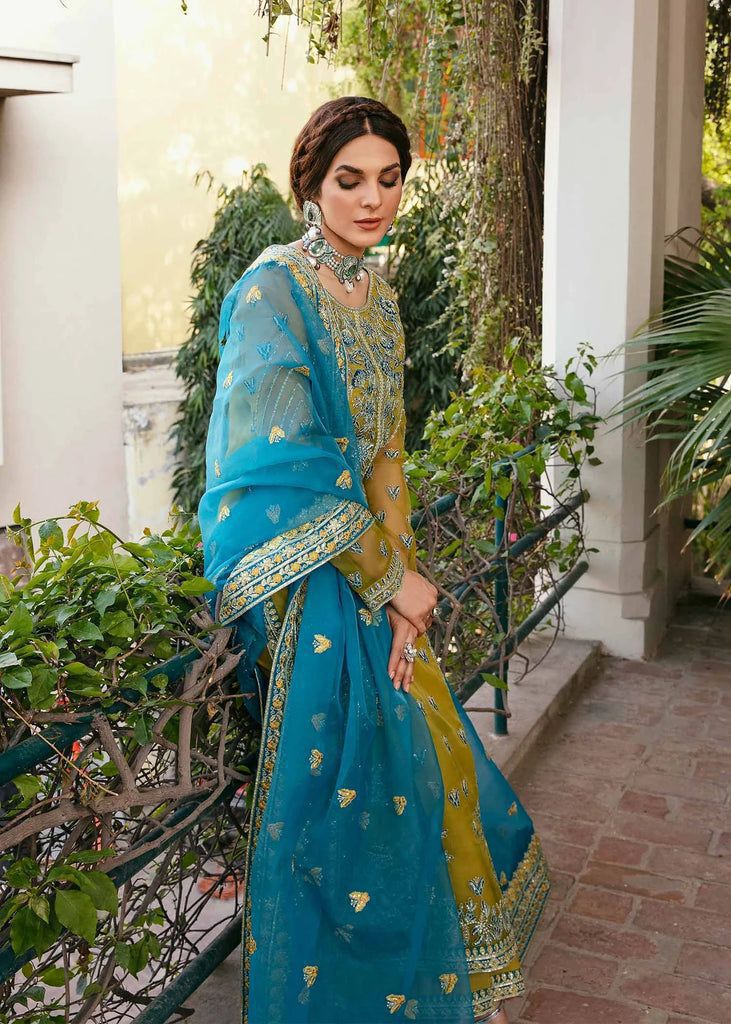 Akbar Aslam Organza Embroidered Sequence Moti Work Formal Unstitched 3Pc Suit