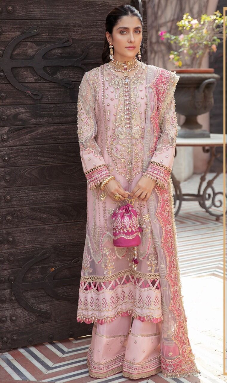 Afrozeh Organza Embroidered Luxury Unstitched 3Pc Suit