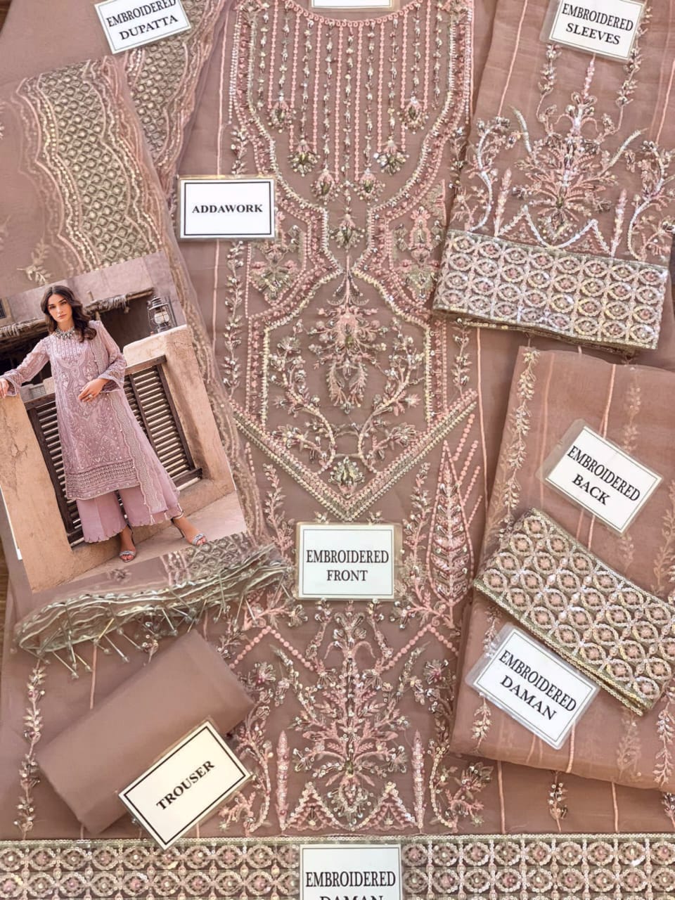 Gulaal Organza Embroidered Formal Unstitched 3Pc Suit