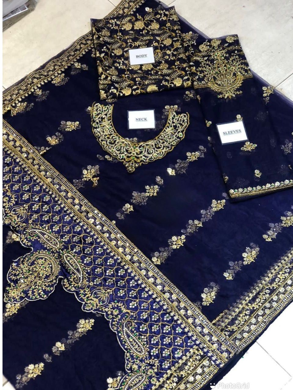 Maria B Saree – Net Embroidered Hand Embellished Luxury Unstitched 3Pc