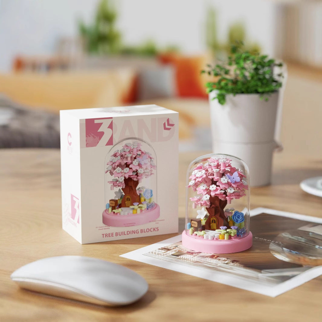 Building Block Bouquet Cherry Blossom Tree House | Creative Micro Particle DIY Set