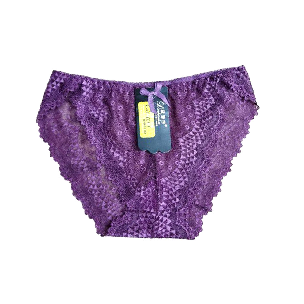 Women's Seamless Lace Panties – Pack of 3 (Random Colors)