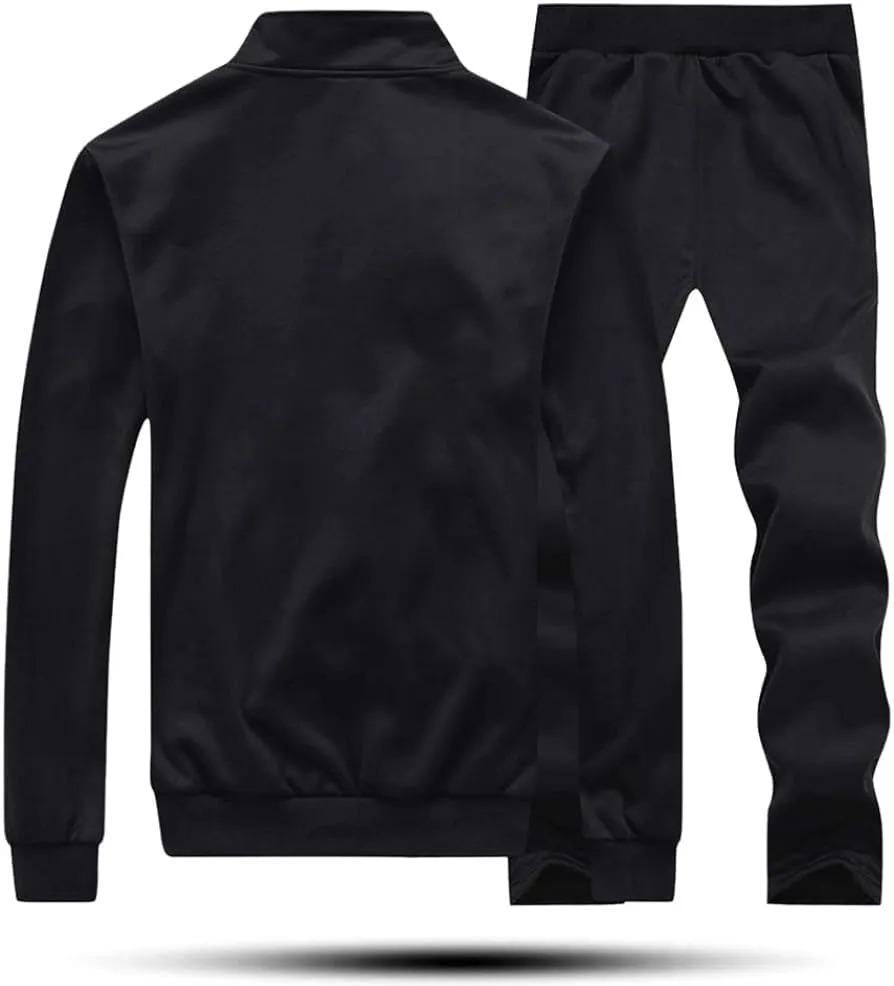 Men’s Fleece Track Suit – Plain Black | 2 Pcs | Sports & Casual Wear