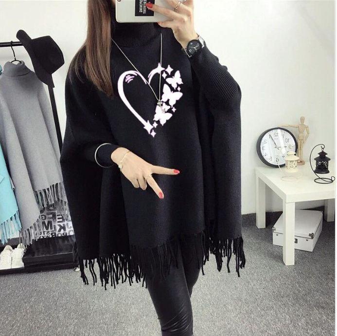 Women’s Cotton Jersey Poncho Cape Shawl | Printed Design