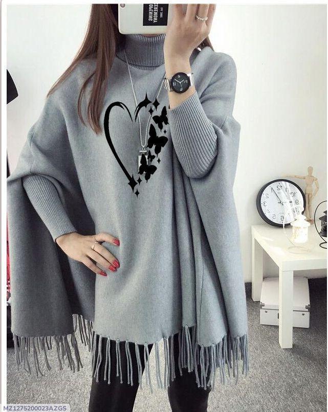 Women’s Cotton Jersey Poncho Cape Shawl | Printed Design