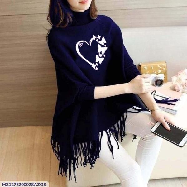 Women’s Cotton Jersey Poncho Cape Shawl | Printed Design