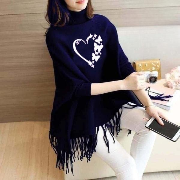 Women’s Cotton Jersey Poncho Cape Shawl | Printed Design