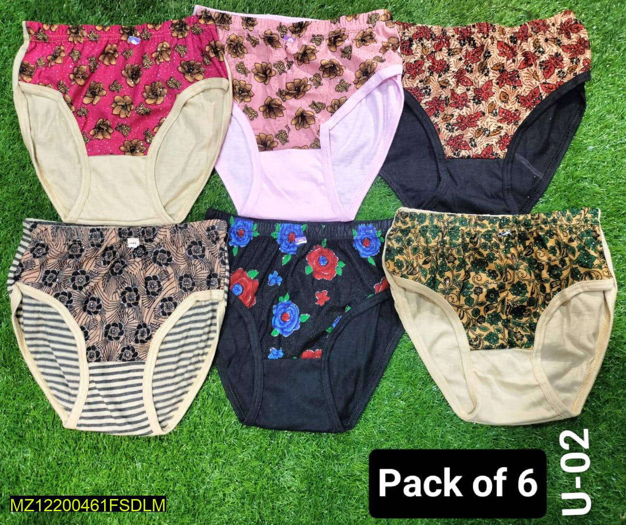 Pack of 6 Women’s Printed Cotton Panties – Breathable & Lightweight Underwear