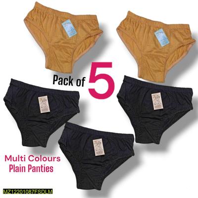 Women’s Cotton Panties – Pack of 5 | Plain, Breathable & Lightweight