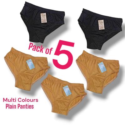 Women’s Cotton Panties – Pack of 5 | Plain, Breathable & Lightweight