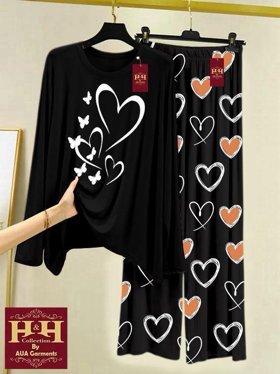 2 Pcs Women's Stitched Printed Night Suit | Comfortable Sleepwear