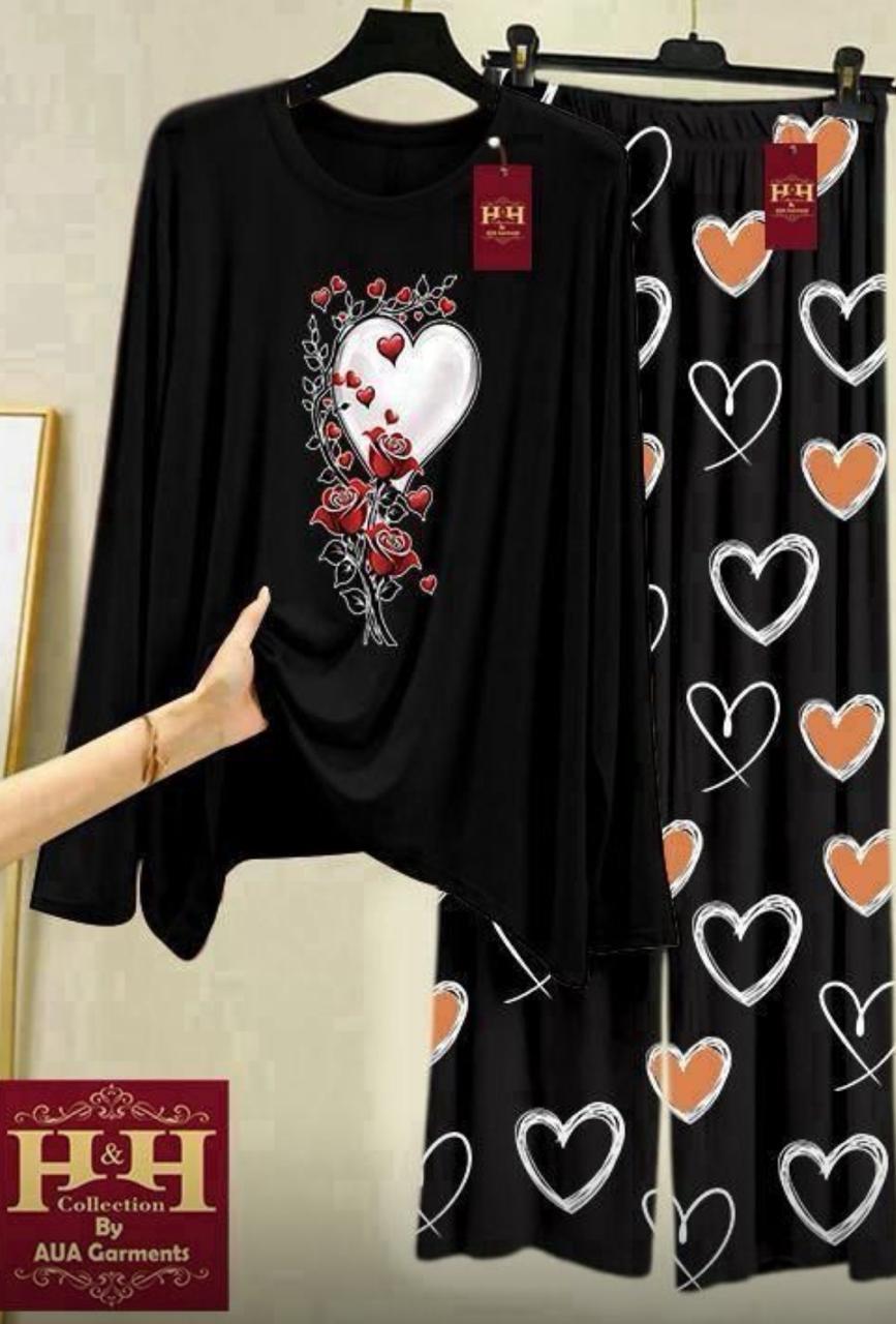 2 Pcs Women's Stitched Printed Night Suit | Comfortable Sleepwear