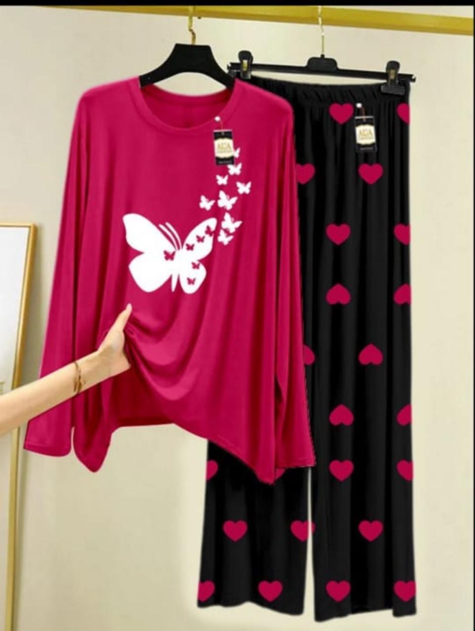 2 Pcs Women's Stitched Printed Night Suit | Comfortable Sleepwear