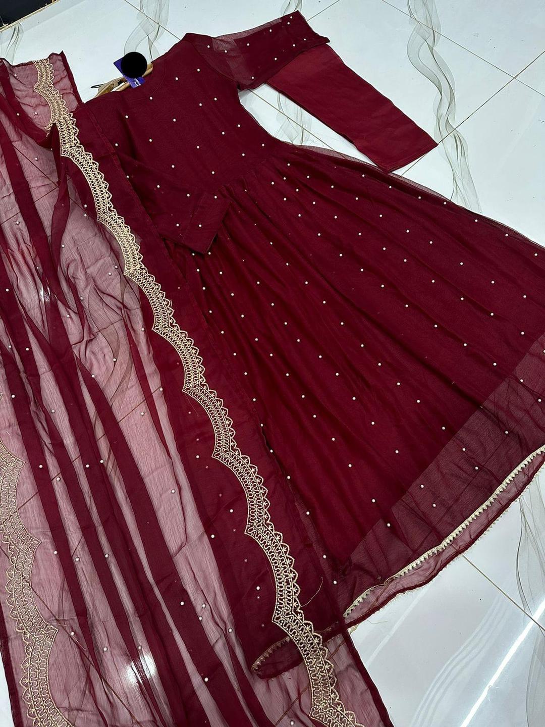 Women's Elegant Embroidered Stitched Chiffon Maxi Suit – 3 Pcs | Formal Wear