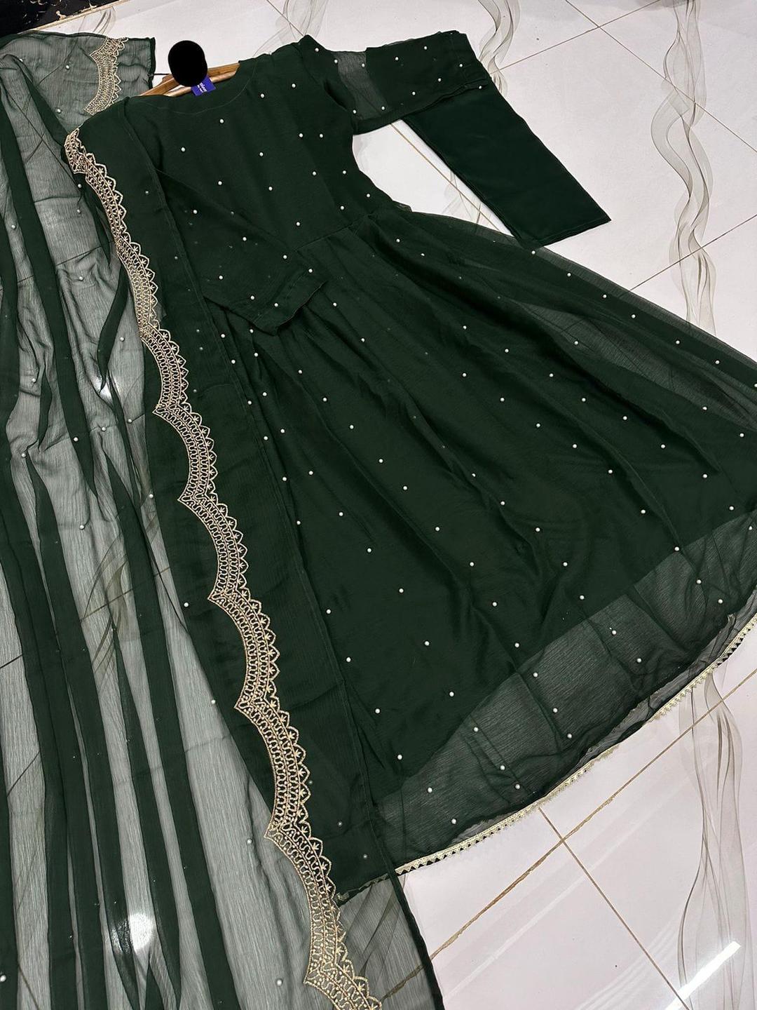 Women's Elegant Embroidered Stitched Chiffon Maxi Suit – 3 Pcs | Formal Wear