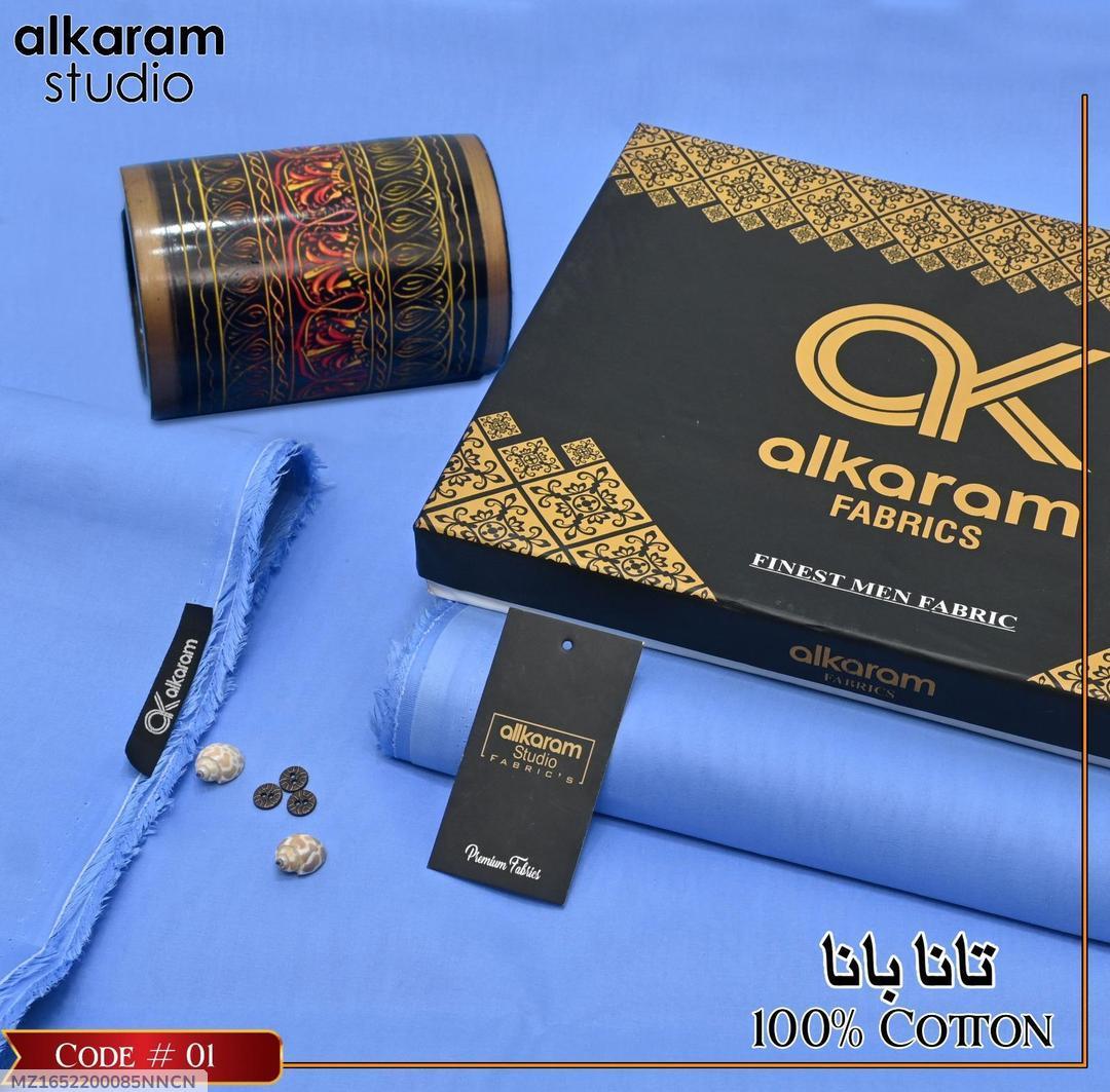 Men’s Unstitched Cotton Plain Suit – Turquoise | Summer Collection