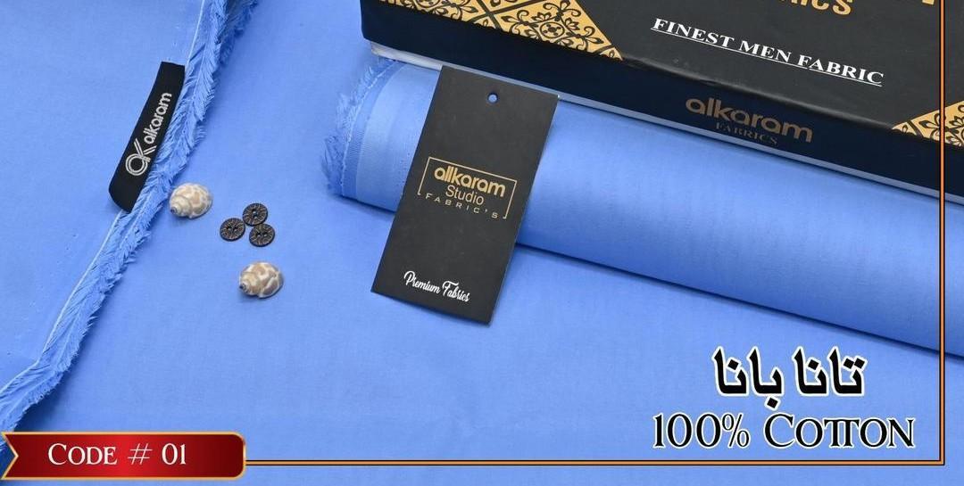Men’s Unstitched Cotton Plain Suit – Turquoise | Summer Collection
