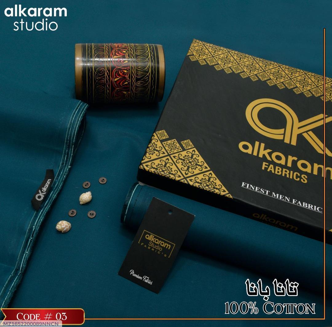 Men’s Unstitched Cotton Plain Suit – Turquoise | Summer Collection