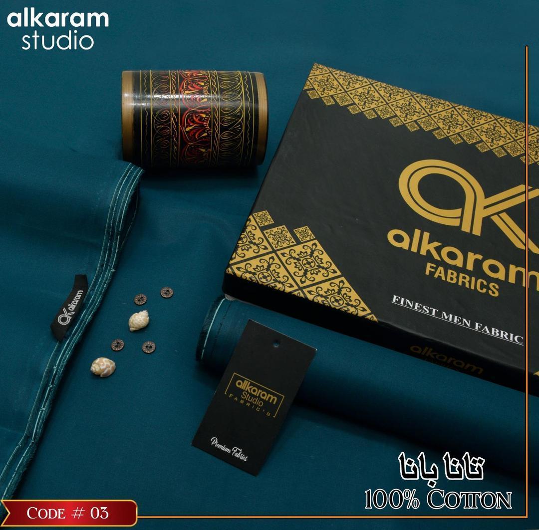 Men’s Unstitched Cotton Plain Suit – Turquoise | Summer Collection