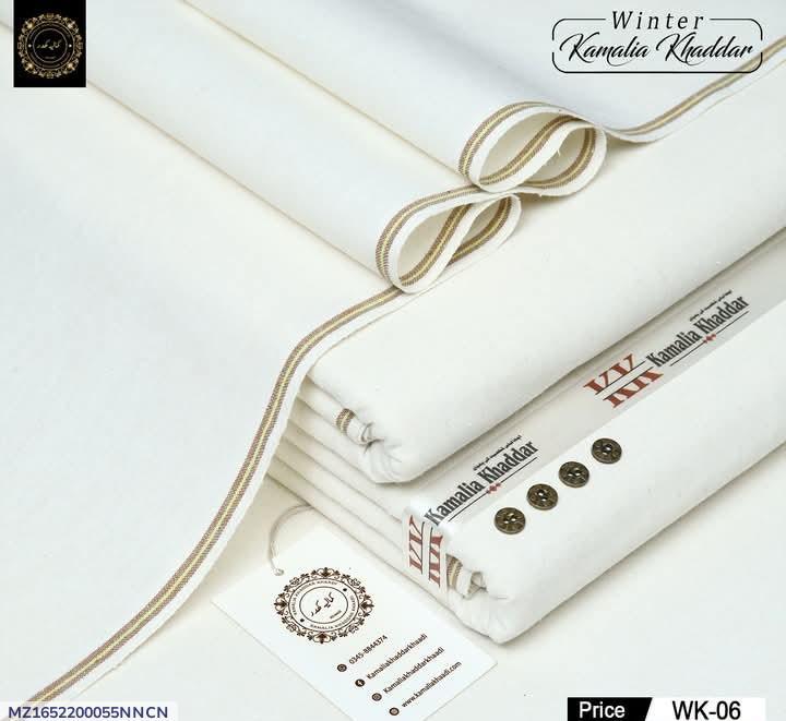 Men’s Unstitched Khaddar Plain Suit – Off White | Winter Collection
