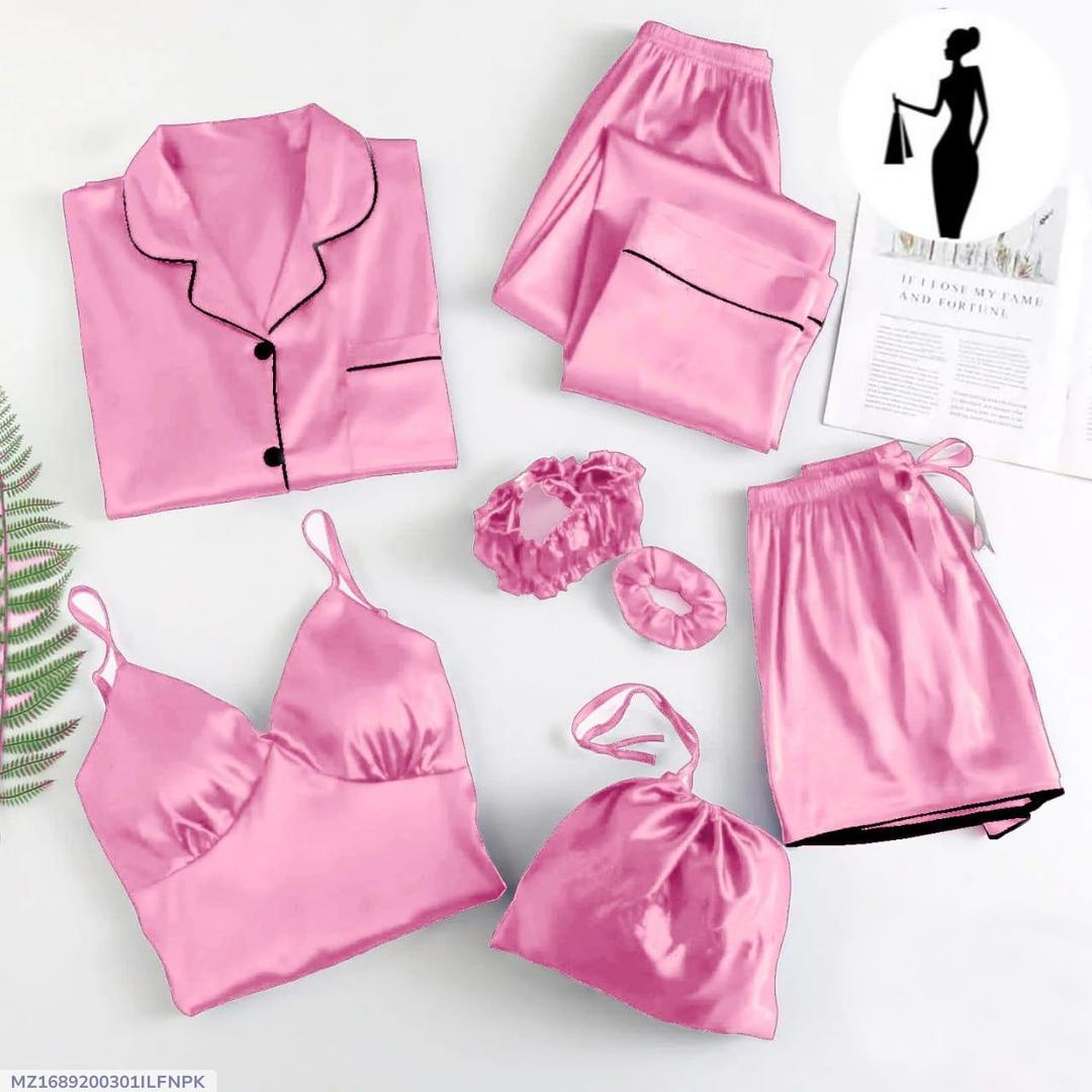 Luxury Silk Lace Camisole Set – Maroon Nightwear with Shorts, Trouser & Accessories