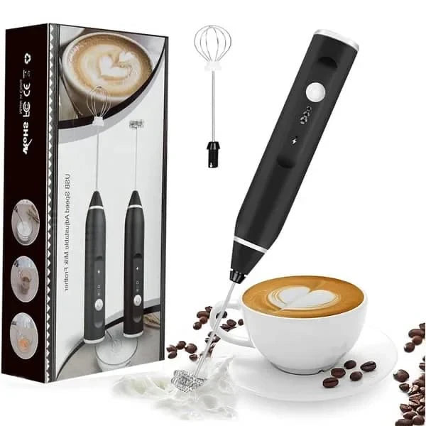 Coffee Mixer Rechargeable Milk Shaker Maker Frother – USB Charging, 3-Speed Adjustable Handheld Coffee Beater