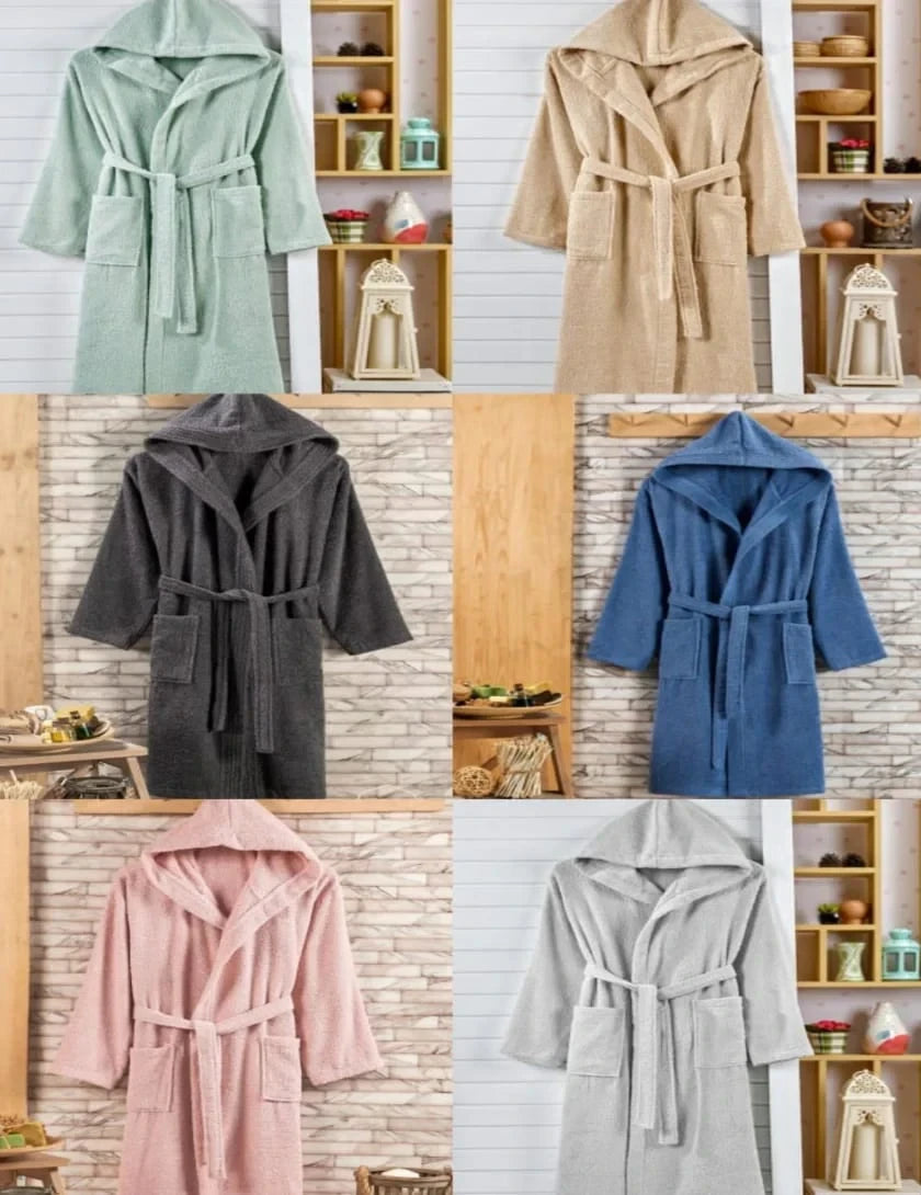 Terry Cotton Toweling Hooded Bathrobe – Soft & Cozy for Adults