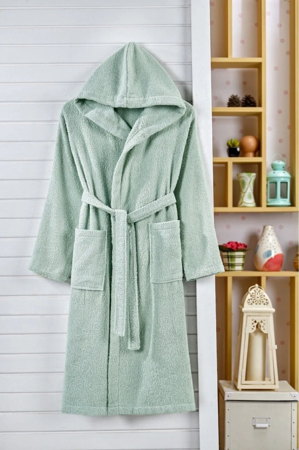 Terry Cotton Toweling Hooded Bathrobe – Soft & Cozy for Adults