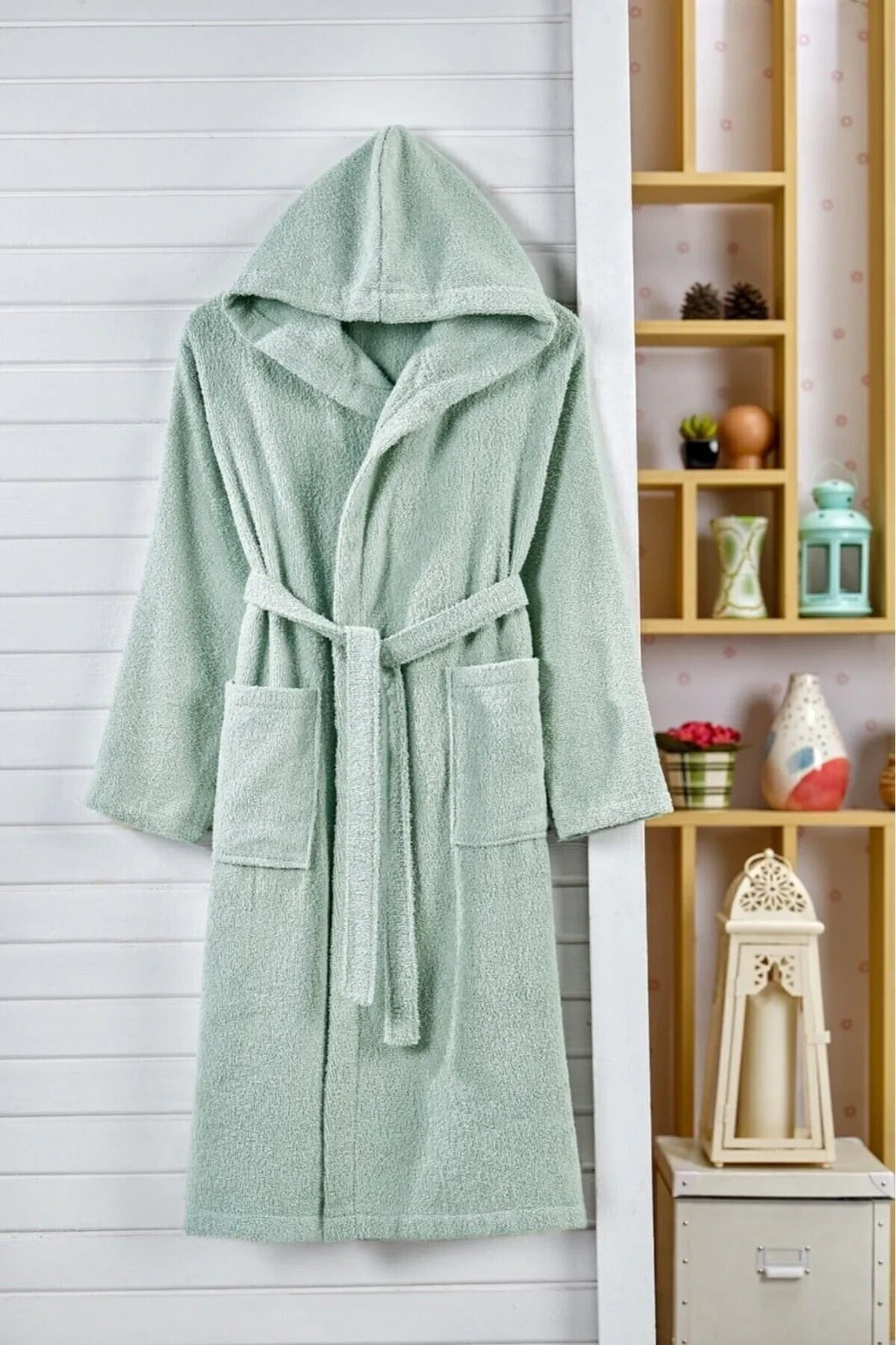 Terry Cotton Toweling Hooded Bathrobe – Soft & Cozy for Adults