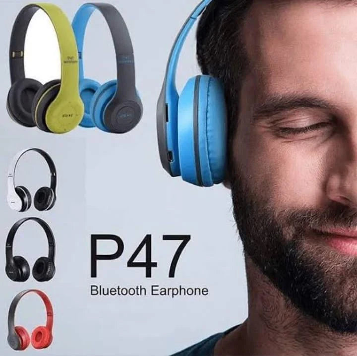 P47 Bluetooth Headphones - Wireless Over-Ear Headset