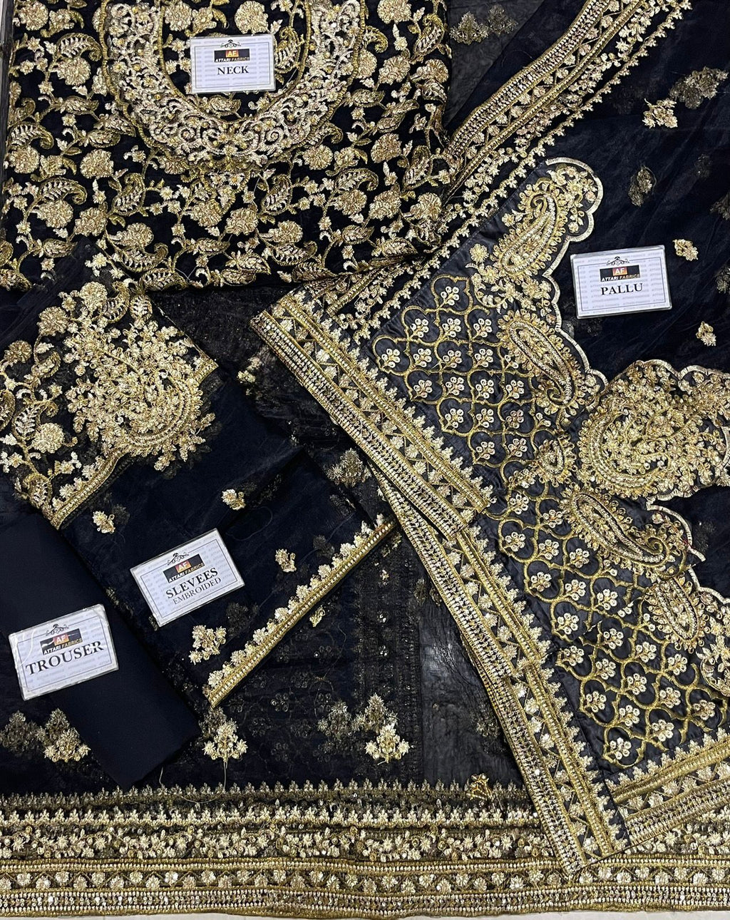 Maria B Saree – Net Embroidered Hand Embellished Luxury Unstitched 3Pc
