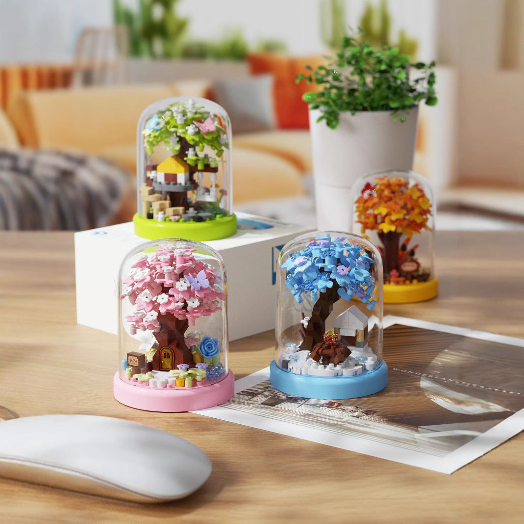 Building Block Bouquet Cherry Blossom Tree House | Creative Micro Particle DIY Set