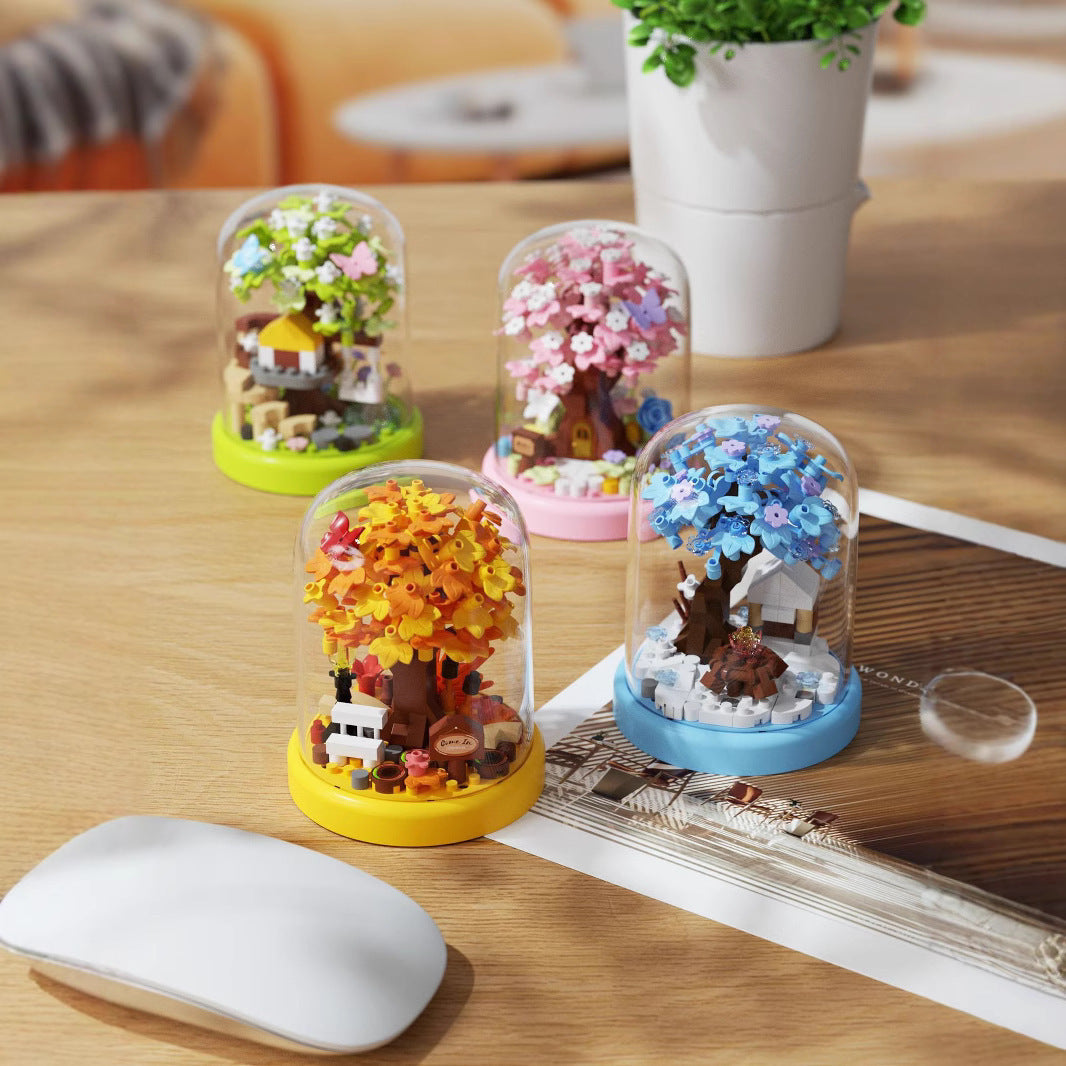 Building Block Bouquet Cherry Blossom Tree House | Creative Micro Particle DIY Set