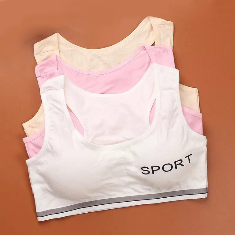 Essential Girls Sports Bra – Camisole Style Wireless Training Bra (Free Size)