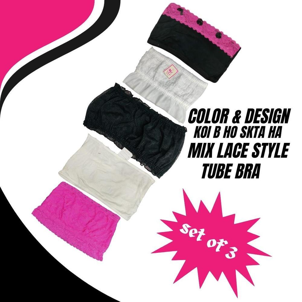 Women’s Lace Style Strapless Bandeau Bra – Cotton & Spandex | Comfortable & Breathable