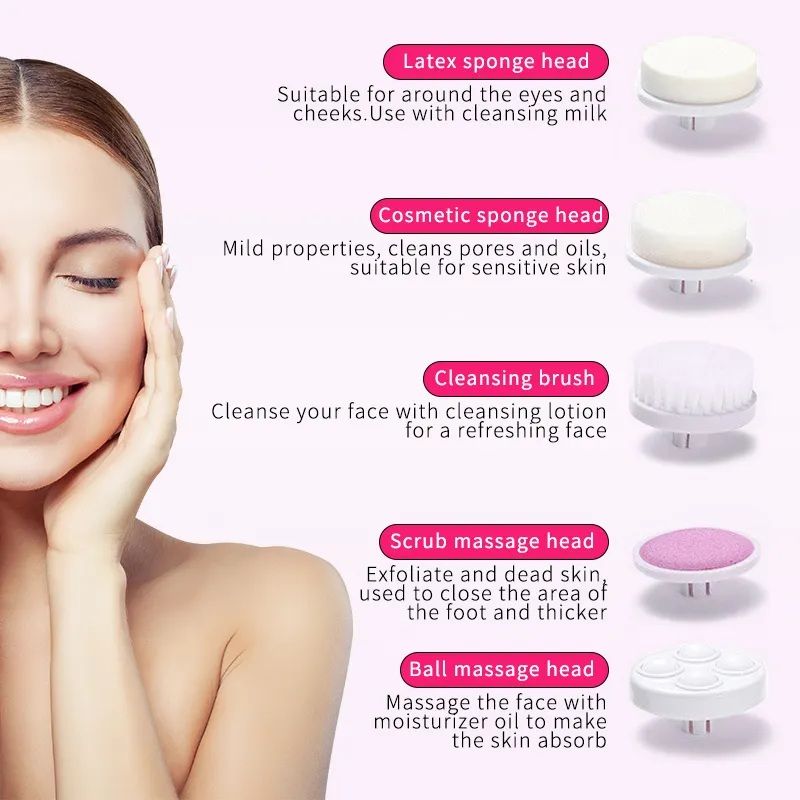 5-in-1 Electric Facial Cleanser & Massager | Dual Frequency Spa Tool