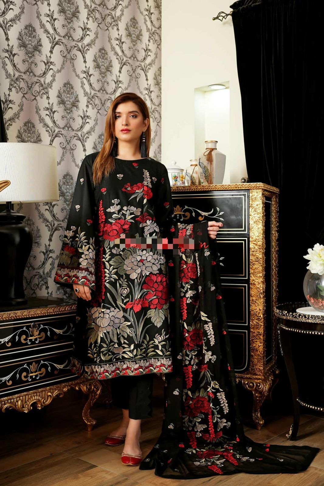 Kaysaria Luxury Embroidered Dhanak 3-Piece Suit with Heavy Shawl – Winter 2025