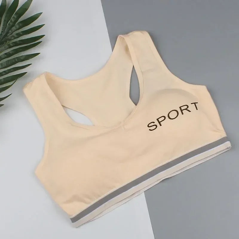 Essential Girls Sports Bra – Camisole Style Wireless Training Bra (Free Size)