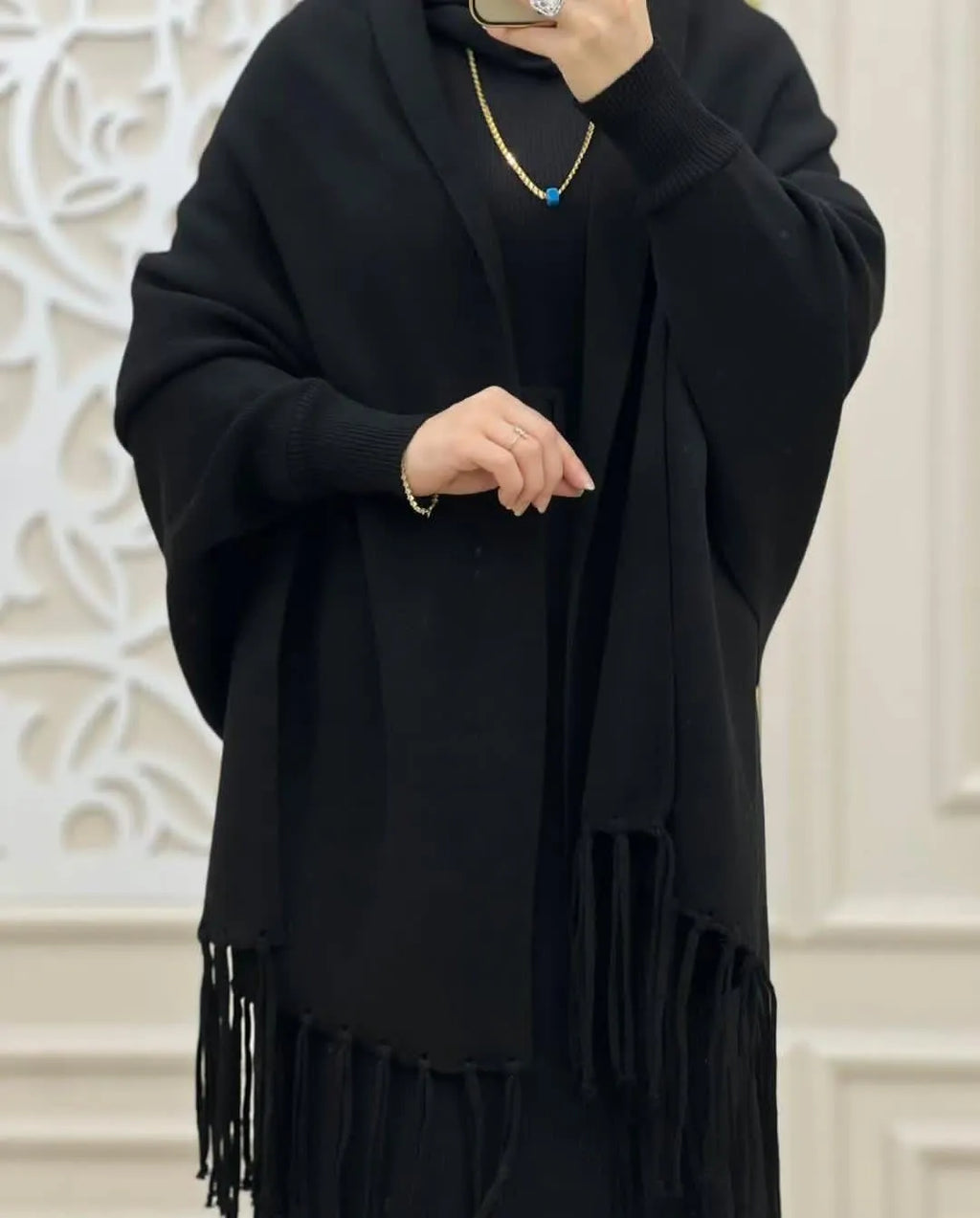Women's Fleece Plain Poncho Cape Shawl | Winter Warm Outerwear