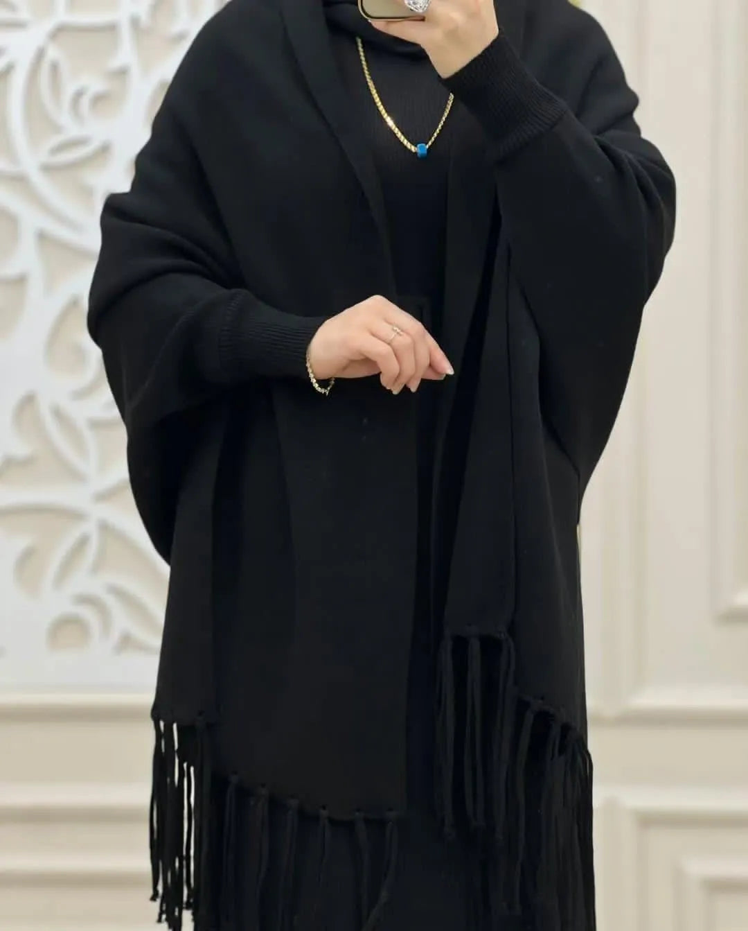 Women's Fleece Plain Poncho Cape Shawl | Winter Warm Outerwear