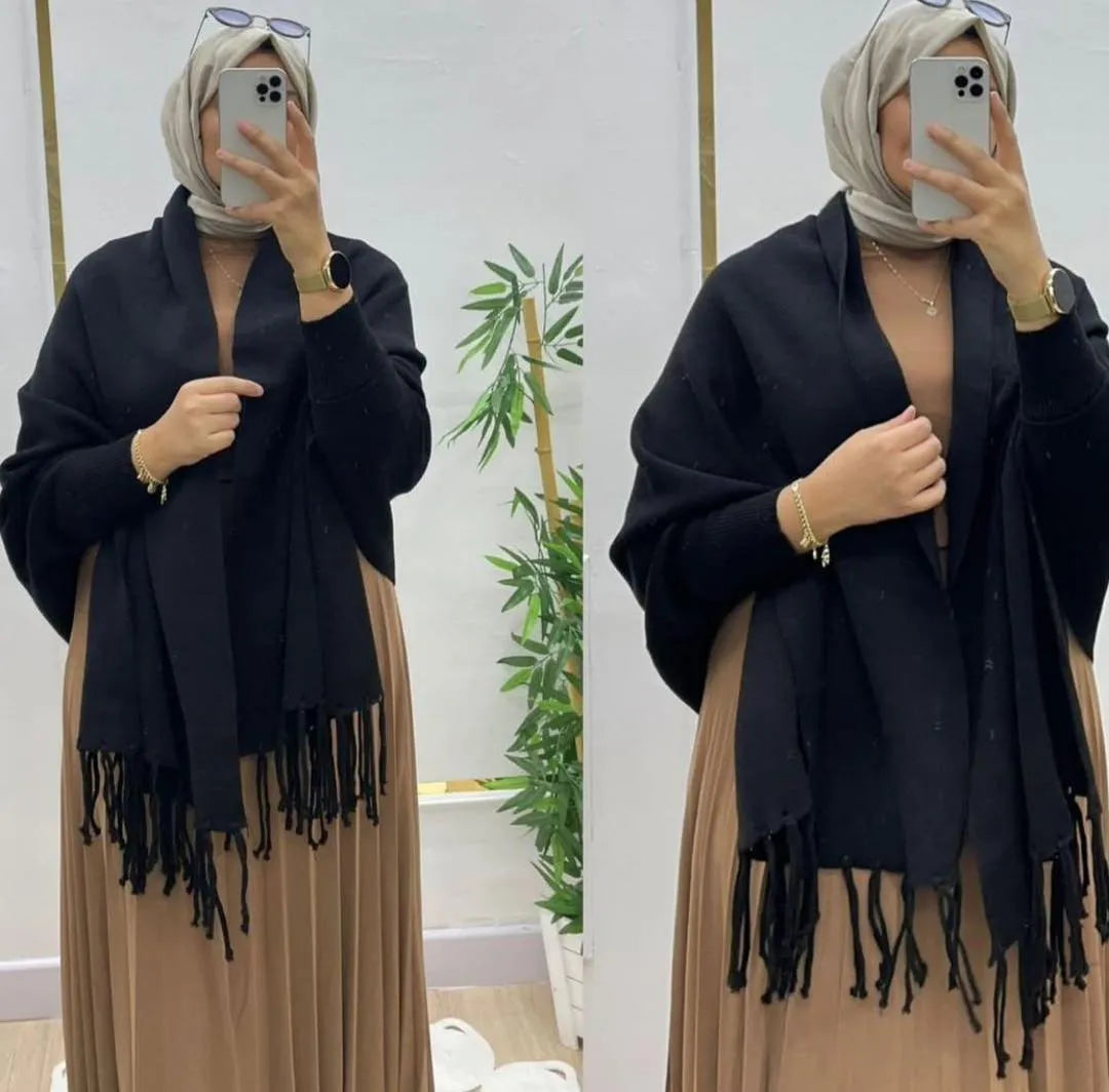 Women's Fleece Plain Poncho Cape Shawl | Winter Warm Outerwear