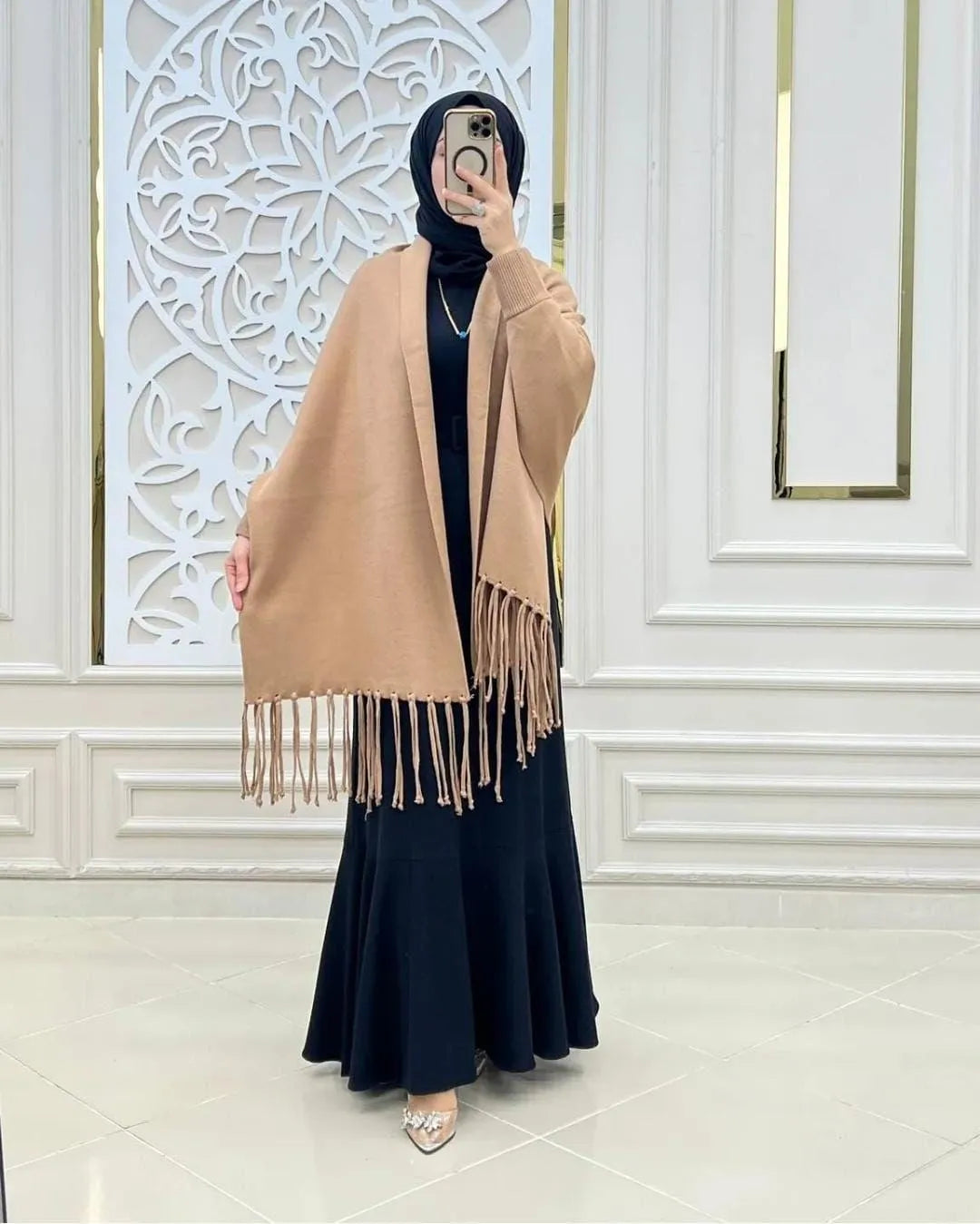 Women's Fleece Plain Poncho Cape Shawl | Winter Warm Outerwear