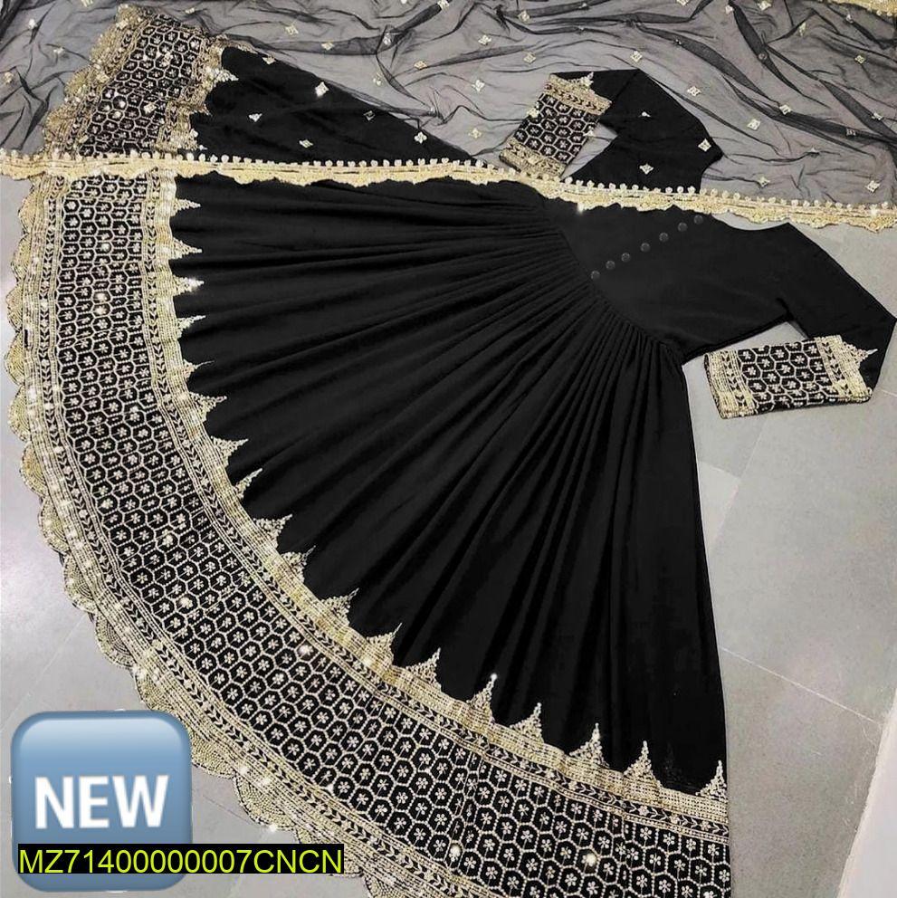 3 Pcs Women's Stitched Silk Embroidered Maxi | Luxury Formal Wear