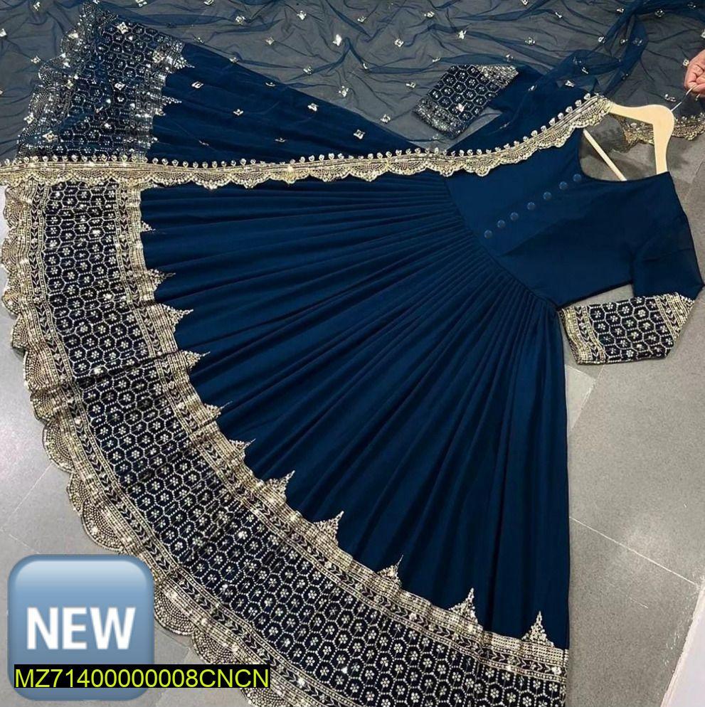 3 Pcs Women's Stitched Silk Embroidered Maxi | Luxury Formal Wear