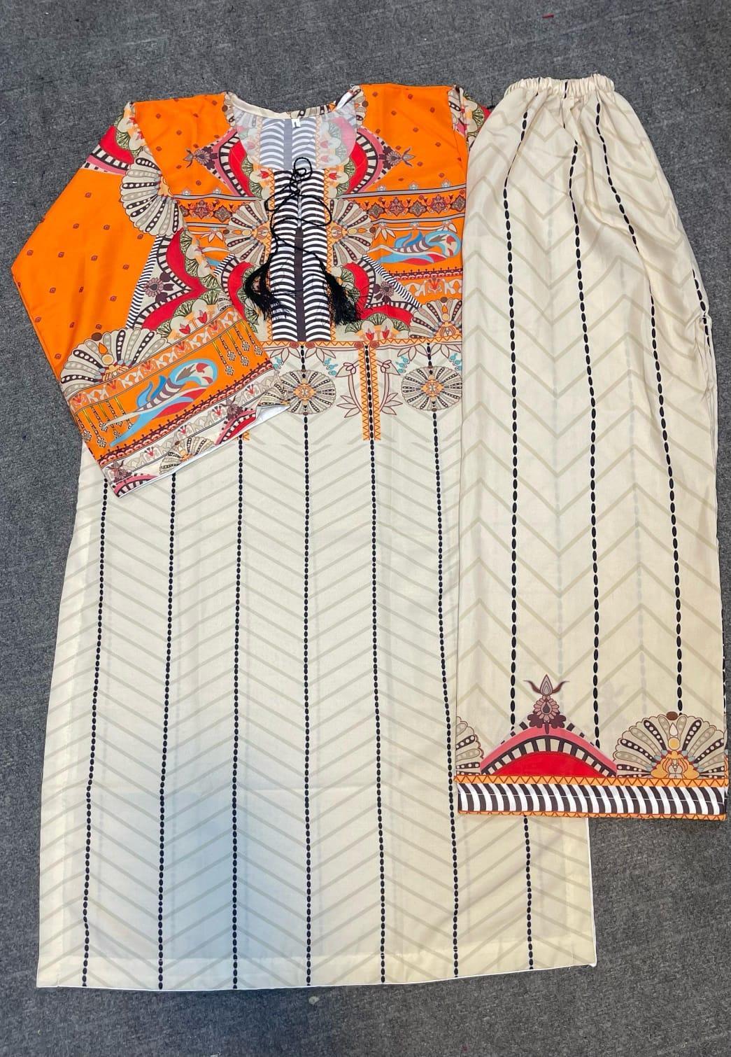 Stylish Women's Stitched Cotton Printed Shirt & Trouser Set - 2 Pcs
