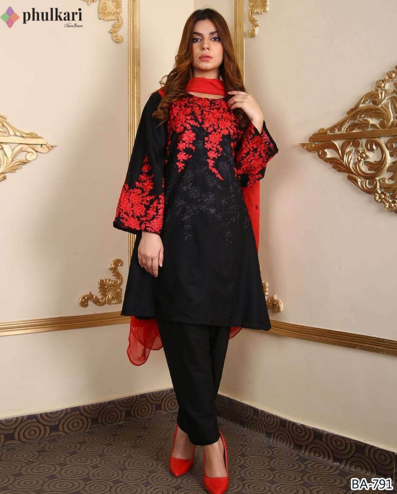 Women’s Winter Collection – MIX Brand Dhanak Embroidered 2PC Suit with Dyed Trouser