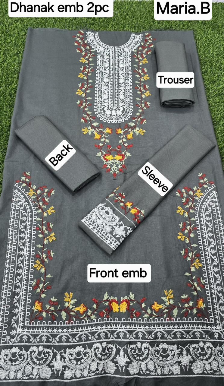 Women’s Winter Collection – MIX Brand Dhanak Embroidered 2PC Suit with Dyed Trouser