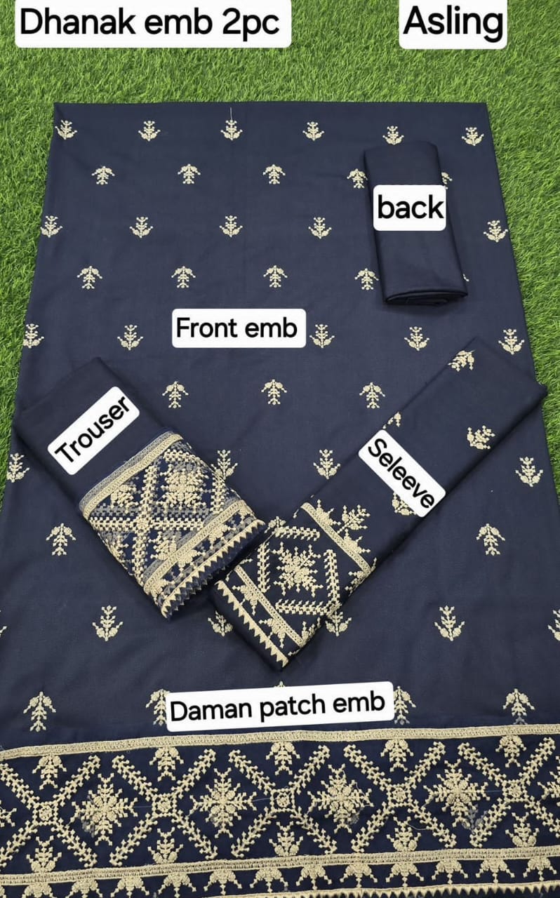 Women’s Winter Collection – MIX Brand Dhanak Embroidered 2PC Suit with Dyed Trouser