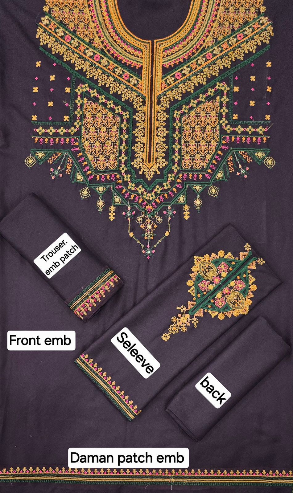Women’s Winter Collection – MIX Brand Dhanak Embroidered 2PC Suit with Dyed Trouser