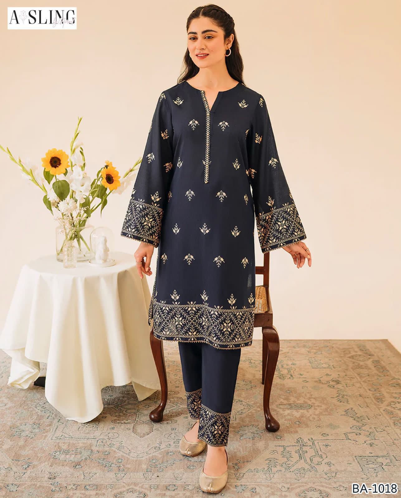 Women’s Winter Collection – MIX Brand Dhanak Embroidered 2PC Suit with Dyed Trouser